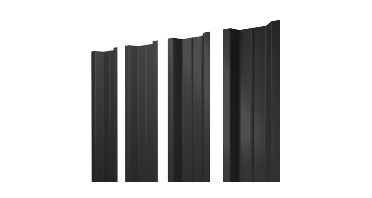 Штакетник П-образный В с прямым резом 0,5 Velur X RAL 7016 антрацитово-серый