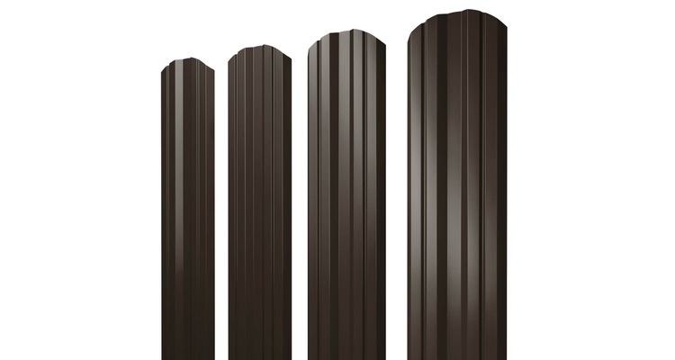 Штакетник Twin фигурный 0,5 GreenСoat Pural Matt RR 32 темно-коричневый (RAL 8019 серо-коричневый)